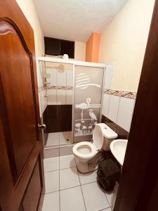 a small bathroom with a toilet and a sink at Apt 1 in Tena