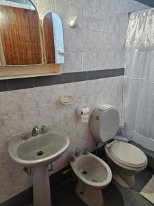 a bathroom with a toilet and a sink at Posada Oporto in La Rioja