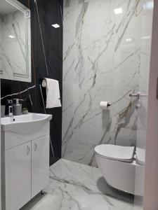 a bathroom with a white toilet and a sink at PANTEX Centar Zlatibor in Zlatibor