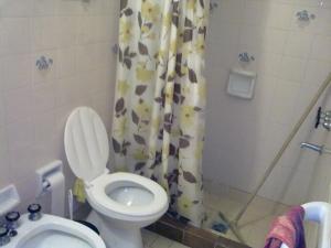 a bathroom with a toilet and a shower at SAN CLEMENTE RIAZOr 6 in San Clemente del Tuyú