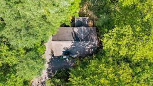 an overhead view of a house in the middle of a forest at Little Pine Lodge a Smokies Hideaway - 1 mi to GSMNP - King Suite & Loft, Fireplace, Hot Tub & BEARS! in Sevierville +31 photos