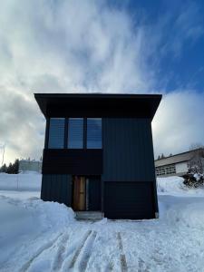 a small black building in the snow at Myoko Cedric Villa 01 in Myoko