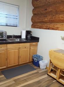 a kitchen with a sink and a counter at Nature's Inn Bed and Breakfast in Ahwahnee