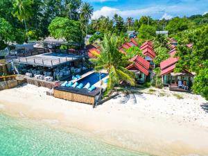 an aerial view of a resort on the beach at Lipe Power Beach Resort in Ko Lipe