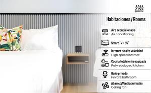 a poster of a bedroom with a bed and a wall at Altavida Lodge Brand New Studio with Pool in El Valle in Valle de Anton