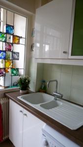 - une cuisine avec un évier et un comptoir dans l'établissement Standing-Montparnasse, à Paris