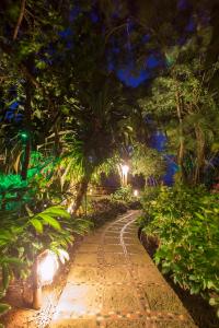 a stone path in a park at night at Hotel Ponta do Madeiro in Pipa