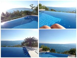kolaż czterech zdjęć basenu w obiekcie Villa Vesna Private Beach w mieście Okrug Donji +29 zdjęć