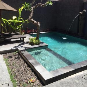 uma pequena piscina com uma árvore em Duyung Homestay em Sanur