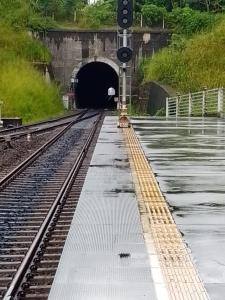 a tunnel with a train track in front of it at Uswatta in Matara +6 photos