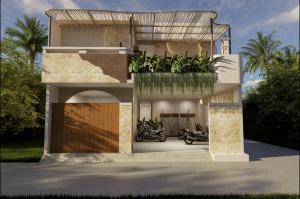 a rendering of a house with motorcycles parked in it at Mecutan Guest House in Jimbaran +2 photos