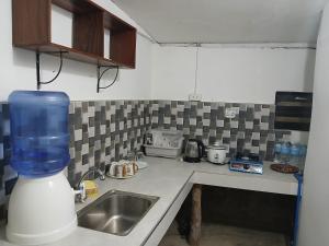 a kitchen with a sink and a counter top at Island - Escape Homestay in Burgos