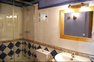 ein Badezimmer mit Toilette, Waschbecken und Dusche in der Unterkunft Casa Azón in Oliván + 17 Fotos