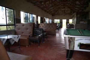a billiard room with couches and a pool table at Mambo Game View in Elmenteita