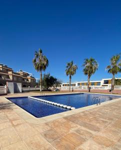 a large swimming pool with palm trees in the background at CostaFlo in Gran Alacant