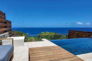a villa with a swimming pool and the ocean at Luxury Oceanfront Villa Heated Infinity Pool in Petite Île +19 photos