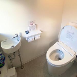 a bathroom with a toilet and a sink at AJITO Hostel 別館2 in Shingū