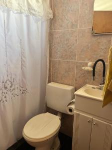 a bathroom with a toilet and a sink at Rincón Bosc in Ramallo