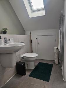 a bathroom with a sink and a toilet and a skylight at The Brown Rest House in Gravesend +35 photos