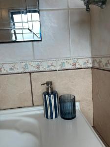 a soap dispenser sitting on top of a sink at Hawthorne By The Sea in Kingsborough +15 photos