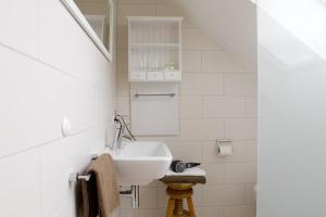 a bathroom with a sink and a mirror at Das Weinberghaus in Fellbach +20 photos