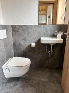 a bathroom with a white toilet and a sink at 6444 Apartment in Unterlängenfeld