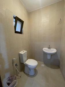 a bathroom with a toilet and a sink at Jerash Skyline in Jerash