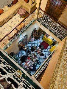 an overhead view of a kitchen with a counter top at Casa Indigo in Rabat