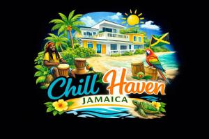 a logo for a resort on a tropical beach at Chill Haven in Kingston
