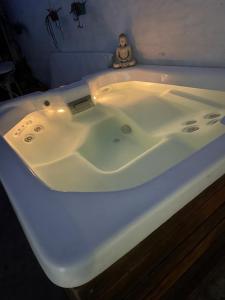 a bath tub with a teddy bear sitting on top of it at Antonia in San Nicolás de los Arroyos