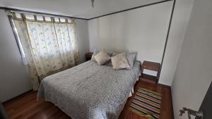 a bedroom with a bed and a window at San Joaquin in Curacautín