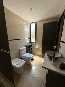 a bathroom with a toilet and a sink at Alojamiento La Delfina in Chacras de Coria +13 photos
