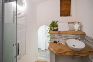 a bathroom with a sink and a shower at B&B da Baba in Ghizzano +24 photos
