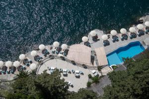 an aerial view of a resort with a swimming pool at Hotel Santa Caterina in Amalfi