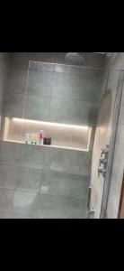 an overhead view of a shower in a bathroom at Cambridge Villa St Annes in Lytham St Annes