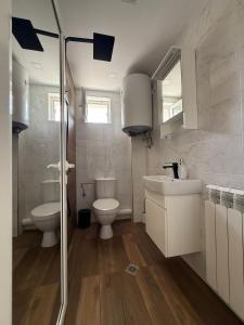a bathroom with a toilet and a sink at The Walnut Nest in Sapareva Banya +17 photos
