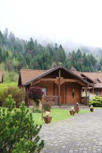 a house with a pavilion in front of it at TAOR Karpaty Resort & Spa in Skhidnitsa