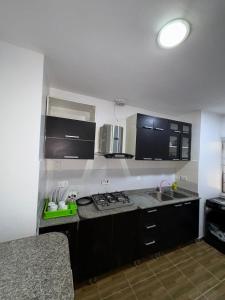 a kitchen with a sink and a stove top oven at Modern 2BR in Lekki Phase 1 in Lekki