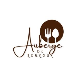 a restaurant logo with a fork and spoon at auberge de louroux in Louroux-de-Bouble