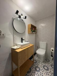 a bathroom with a sink and a toilet at La Casa Rural de Pálmaces in Pálmaces de Jadraque