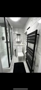 a bathroom with a toilet and a tub and a sink at Intimate Hot Tub Pad in Swanscombe +14 photos