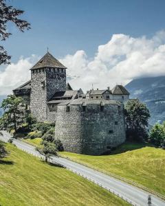 a large castle on top of a hill with a road at The Boutique Suite - Schaanwald in Schaanwald