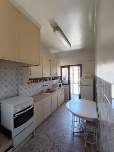 a kitchen with a table and a table and a table and a tableablish at Amadora Pet Apartment in Amadora