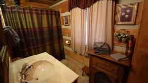 a bathroom with a sink and a shower at Dreamcatcher Hideaway in Pigeon Forge +12 photos