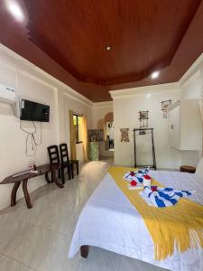 a large bedroom with a large bed and a flat screen tv at Villa Consolacion Resort in General Luna