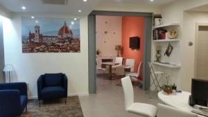 a living room with a view of a building at B&B Bruna in Florence