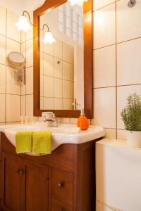 a bathroom with a sink and a mirror at Villa Kirki Apartments in Ayia Evfimia