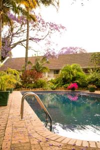 a swimming pool in front of a house at Bronte Hotel in Harare