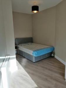 a bedroom with a bed in the corner of a room at The Patrick Lofts in Cork
