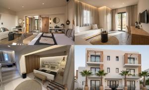 a collage of three pictures of a living room at Indigo Suites Collection Adults Only in Hersonissos